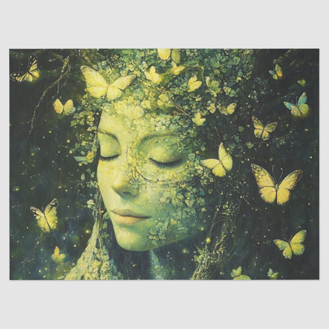 Papel De Seda Bosque Encantado de la Diosa Mariposa (3) (Anverso)