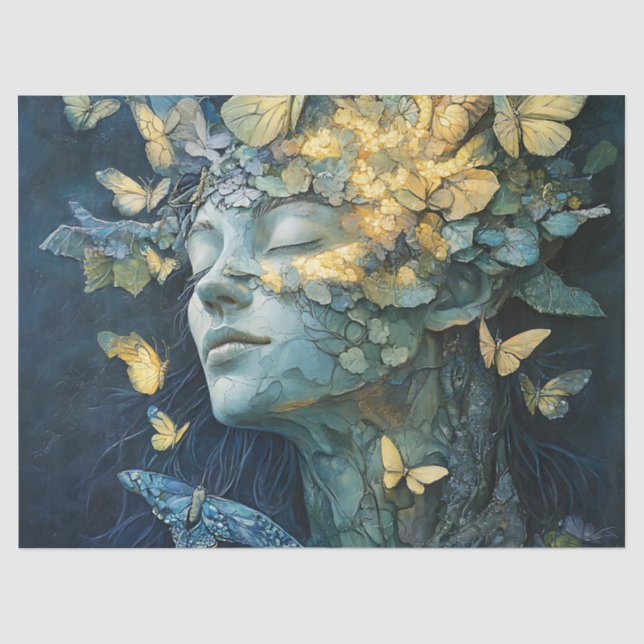 Papel De Seda Bosque Encantado de la Diosa Mariposa (4) (Anverso)