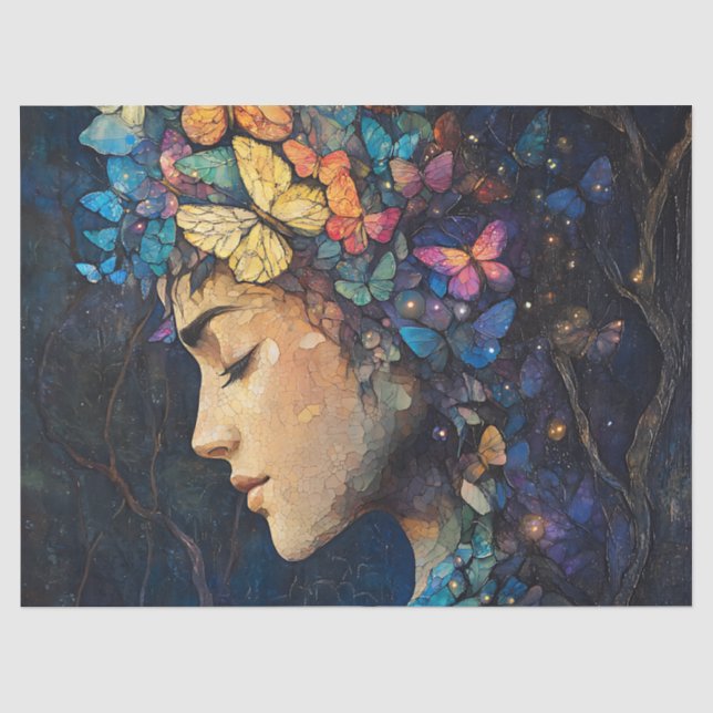 Papel De Seda Bosque Encantado de la Diosa Mariposa (5) (Anverso)