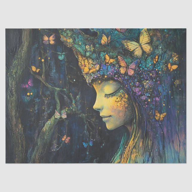Papel De Seda Bosque Encantado de la Diosa Mariposa (6) (Anverso)