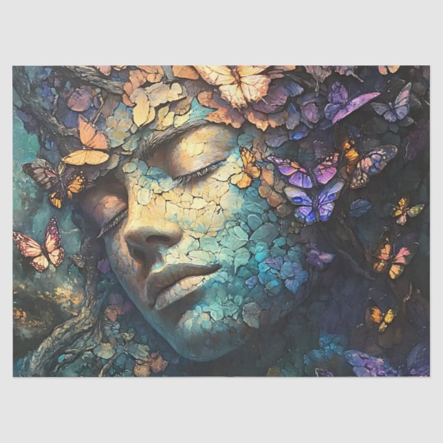Papel De Seda Bosque Encantado de Mariposas Diosa (7) (Anverso)