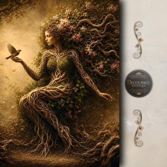 Papel De Seda Bosque Encantado Dryad Decoupage (Enchanted Forest Dryad Decoupage Tissue Paper)