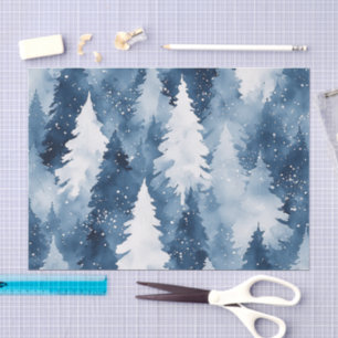 Papel De Seda Bosque Invernal de Pinos Silenciosos