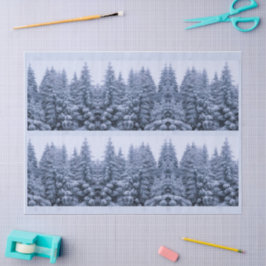 Papel De Seda Bosque mágico de invierno - azul,