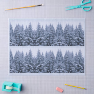Papel De Seda Bosque mágico de invierno - azul,