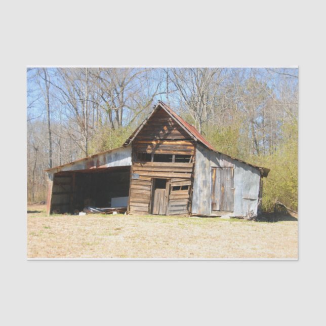 Papel De Seda Bosque otoñal del viejo y ruidoso granero (Anverso)