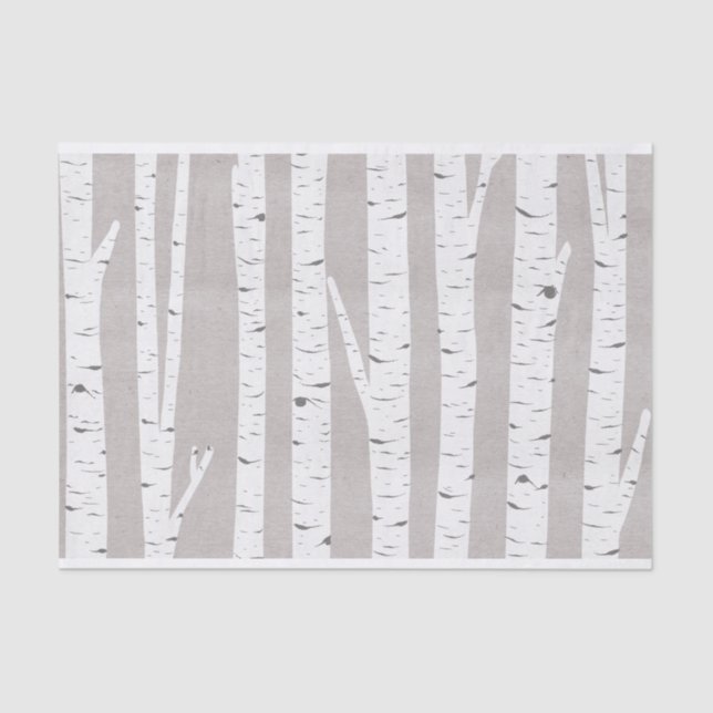 Papel De Seda Bosque Rústico de árbol de birch (Anverso)