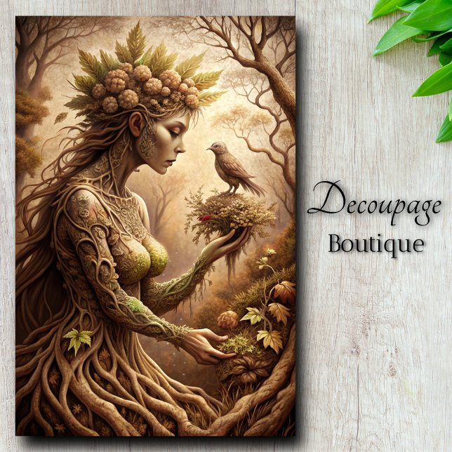 Papel De Seda Bosque Susurro Ensueño de Dríade Decoupage (Woodland Whisper Dryand's Reverie Decoupage Tissue Paper)