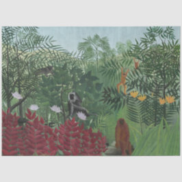 Papel De Seda Bosque tropical con simios y serpientes (Rousseau)