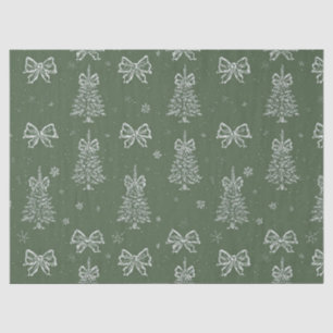 Papel De Seda Bosque Verde Patrón Invernal Vintage Evergreen