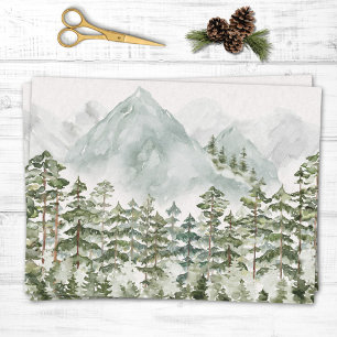 Papel De Seda Bosque y Montaña Naturaleza Acuarela