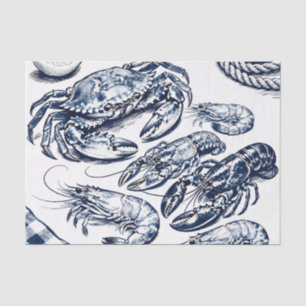 Papel De Seda Bosquejo de mariscos de langosta de cangrejo náuti