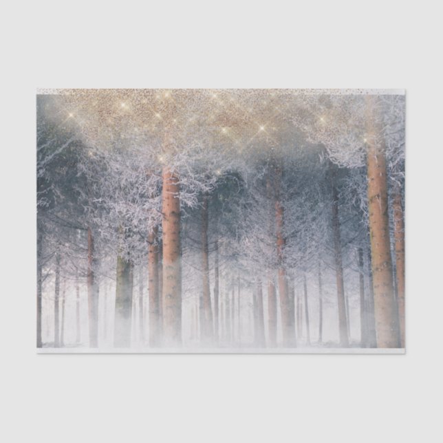 Papel De Seda Bosques de árboles de nieve de invierno (Anverso)