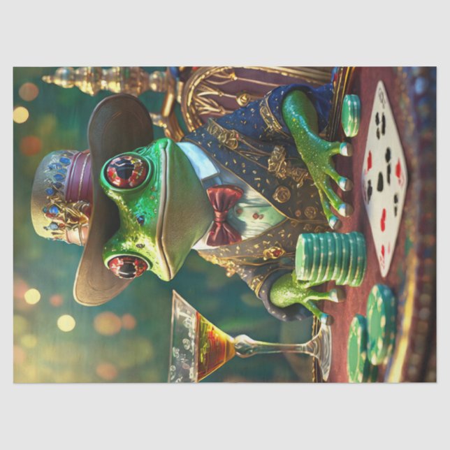 Papel De Seda Boss Frog, Rana jugando Cartas (Anverso)