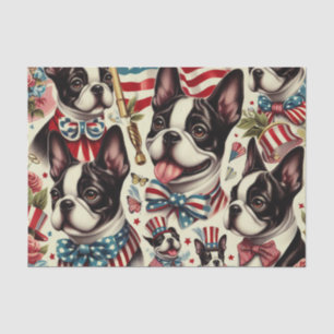 Papel De Seda Boston Terrier Vintage Seamless Ilustracion
