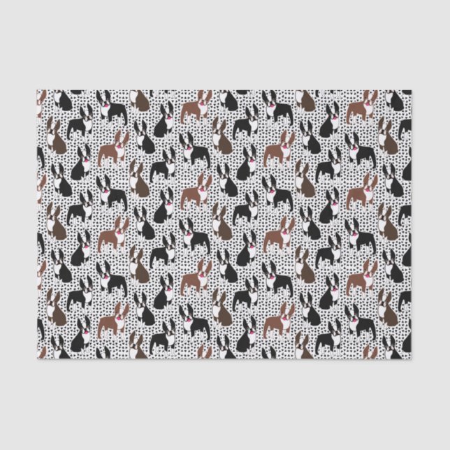 Papel De Seda Boston Terriers Cute Puppy Dog Pattern (Anverso)