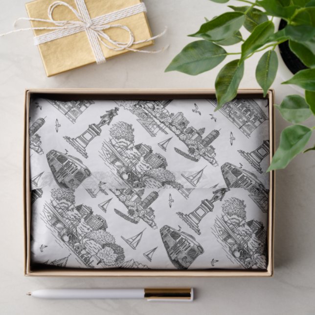 Papel De Seda Boston Toile (Ed. Aniversario) Negro/Blanco (Regalo )