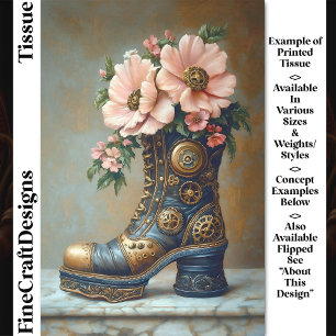 Papel De Seda Bota Divertida Extrema Steampunk, Decoupage Floral