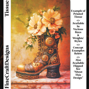 Papel De Seda Bota divertida extrema Steampunk, decoupage floral