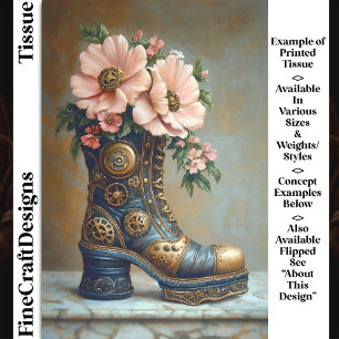 Papel De Seda Bota Divertida Extrema Steampunk, Decoupage Floral