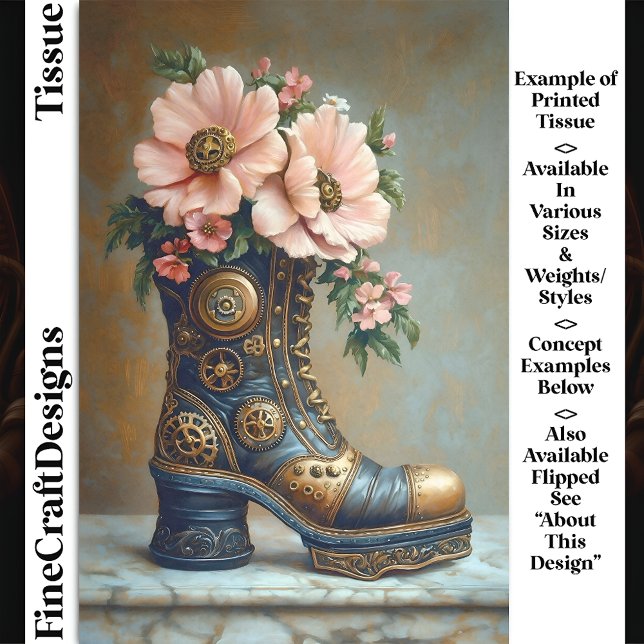 Papel De Seda Bota Divertida Extrema Steampunk, Decoupage Floral (Subido por el creador)