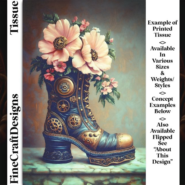 Papel De Seda Bota Divertida Extrema Steampunk, Decoupage Floral (Subido por el creador)