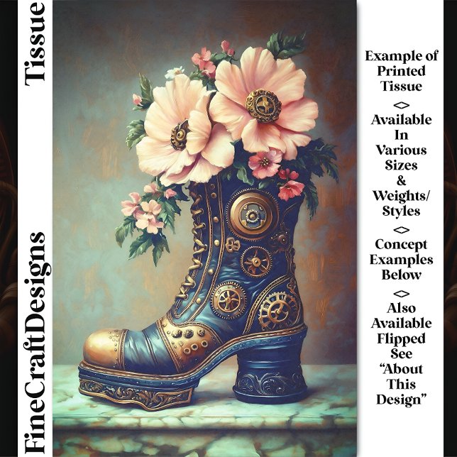 Papel De Seda Bota Divertida Extrema Steampunk, Decoupage Floral (Subido por el creador)