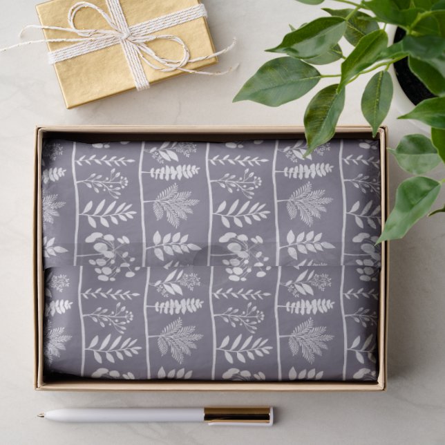Papel De Seda Botanic Rhythm Pequeñas Siluetas Lavanda Profundo (Regalo )