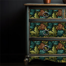 Papel De Seda Botánica verde victoriana estilo William Morris