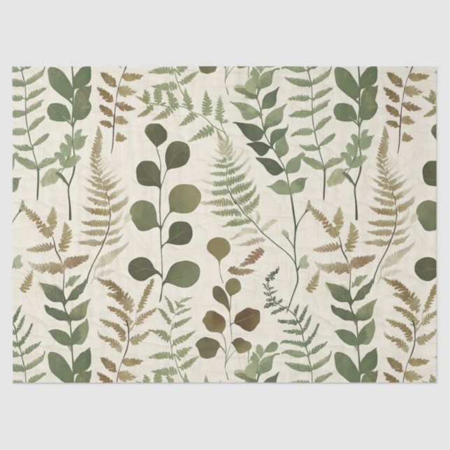 Papel De Seda Botanical Pressed Leaves Pattern – Fern Print (Anverso)