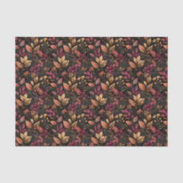 Papel De Seda Botánicas de Acuarela Florales de Color Burgundy D