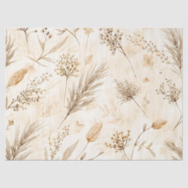 Papel De Seda Botánico de Flor Seca Beige