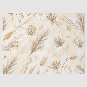 Papel De Seda Botánico de Flor Seca Beige