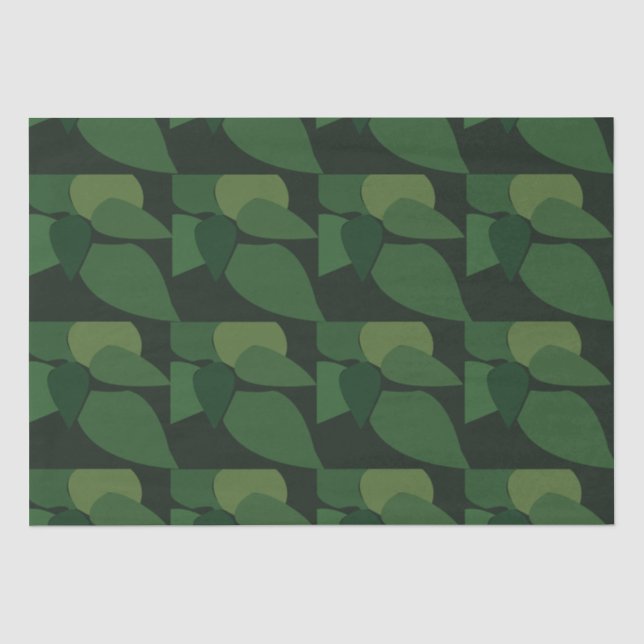 Papel De Seda Botánico de Hojas Verdes (Anverso)