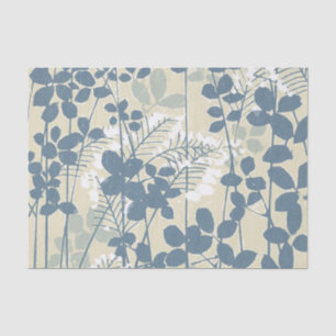 Papel De Seda Botánico Japonés Azul Vintage: Helecho de Hoja Cre