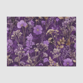 Papel De Seda Botánico Morado Rústico Floral Boho Vintage Audaz