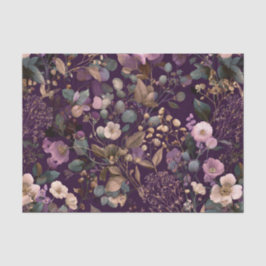 Papel De Seda Botánico Morado Rústico Floral Boho Vintage Negrit