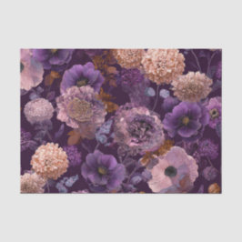 Papel De Seda Botánico Morado Rústico Floral Boho Vintage Negrit