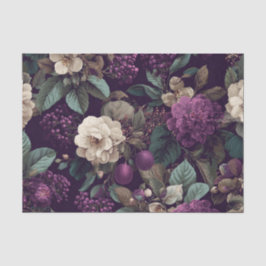 Papel De Seda Botánico Morado Rústico Floral Boho Vintage Negrit