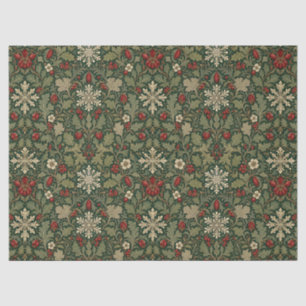 Papel De Seda Botánico oscuro victoriano rojo William Morris
