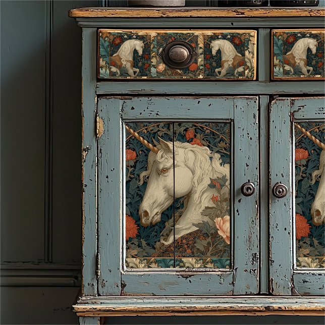 Papel De Seda Botánico victoriano William Morris Style Unicorn (Subido por el creador)