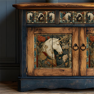 Papel De Seda Botánico victoriano William Morris Style Unicorn