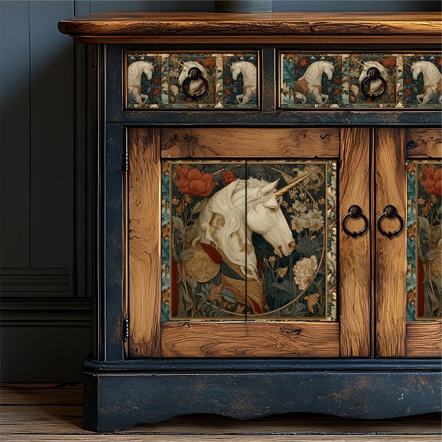 Papel De Seda Botánico victoriano William Morris Style Unicorn (Subido por el creador)