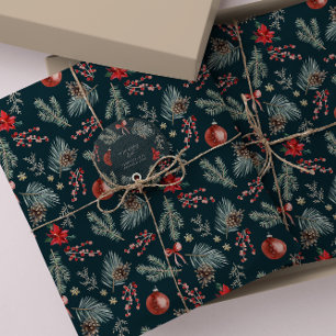 Papel De Seda Botánicos de Invierno Lazo Coquette Navidad