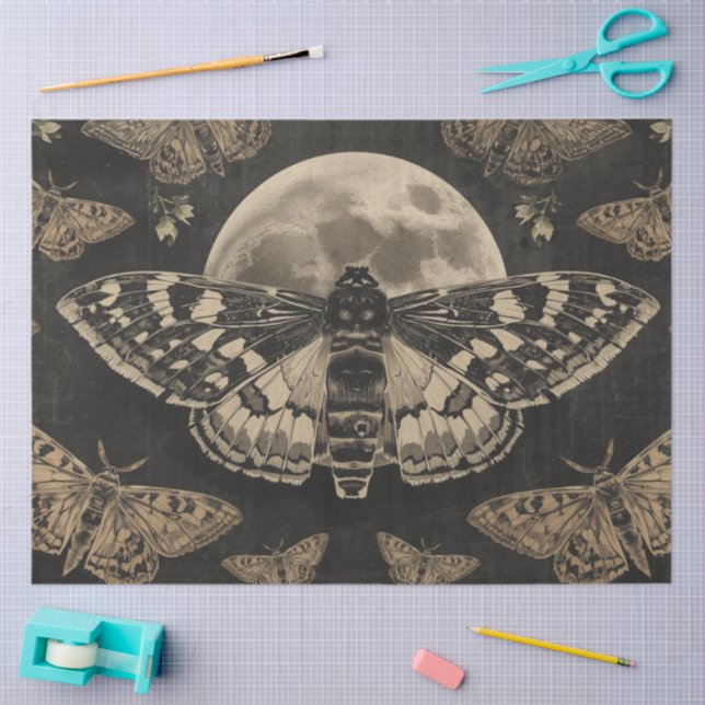 Papel De Seda Botánicos de la Polilla Lunar Cottagecore Farmacéu (Artesanía)