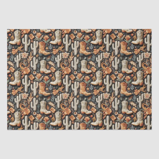 Papel De Seda Botas Y Cactus  (Anverso)