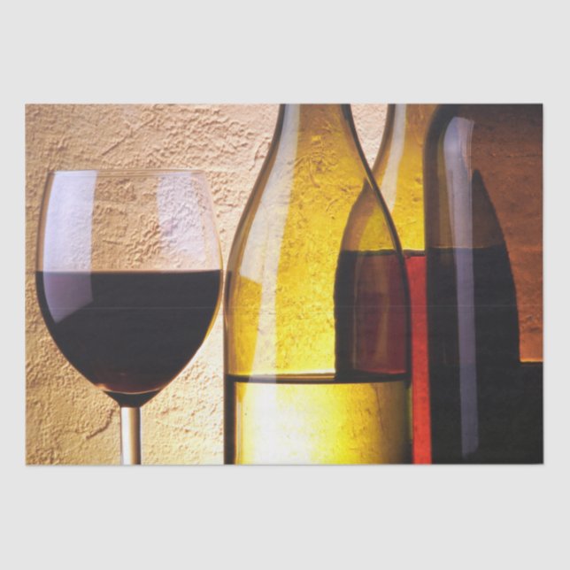 Papel De Seda Botellas de Vino Rojo y Blanco Vidrio Rojo (Anverso)