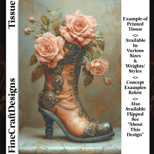 Papel De Seda Botín Steampunk para Damas y Rosas Rosadas DF8R De