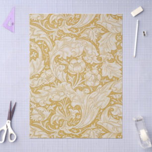 Papel De Seda Botón de soltero floral de oro de William Morris