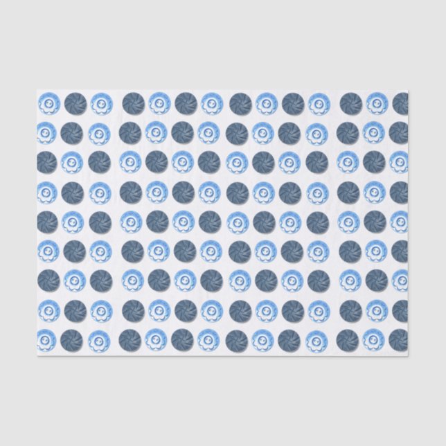 Papel De Seda Botones azules elegantes blancos  (Anverso)